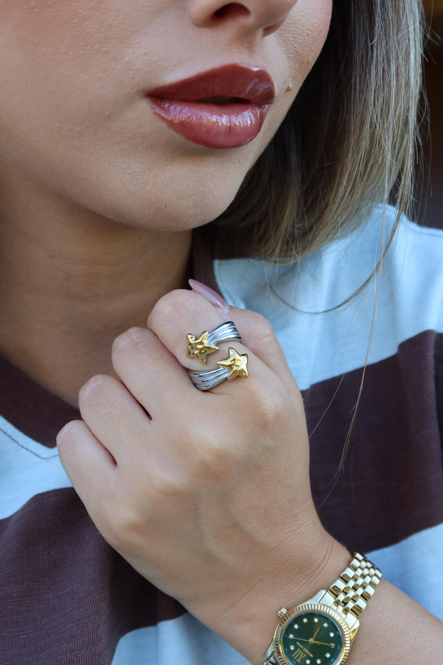 Anel Two-Tone Star